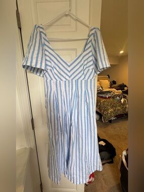 a new day Blue and White Striped Midi Dress